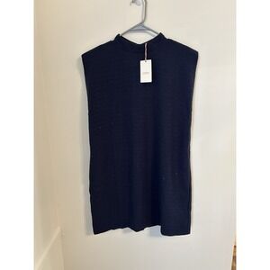 Entro Women's Sleeveless Mock Neck‎ Dress Navy Sparkle Back Zip Size Large NWT